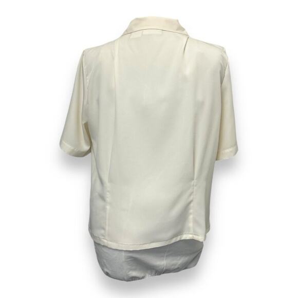 Christie & Jill Vintage Womens Dressy Short Sleeve Button Up Blouse Size 16 - Picture 3 of 7
